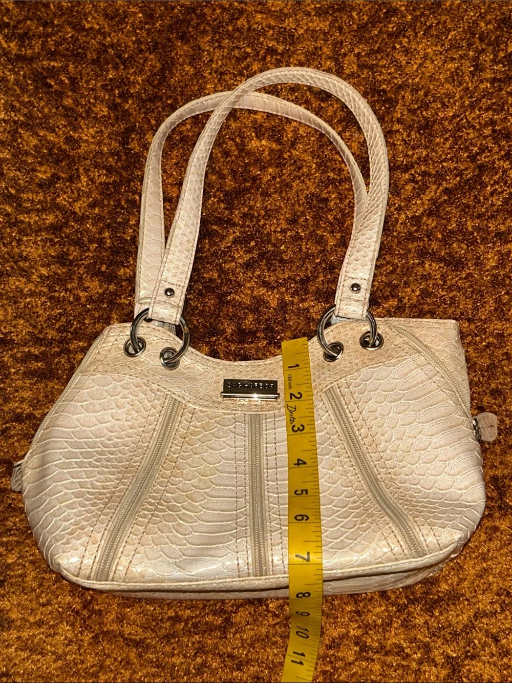 Cream Textured Tote Handbag - Women's Fashion Shoulder Bag